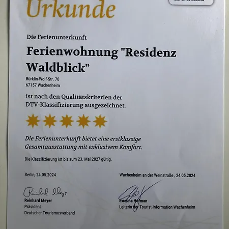 Apartment Residenz Waldblick 5 Sterne Penthouse-ferienwohnung Klassifizierung Dtv Wachenheim an der Weinstrasse