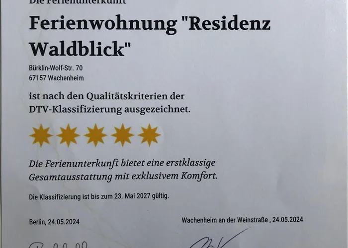 Residenz Waldblick 5 Sterne Penthouse-ferienwohnung Klassifizierung Dtv Lejlighed Wachenheim an der Weinstraße